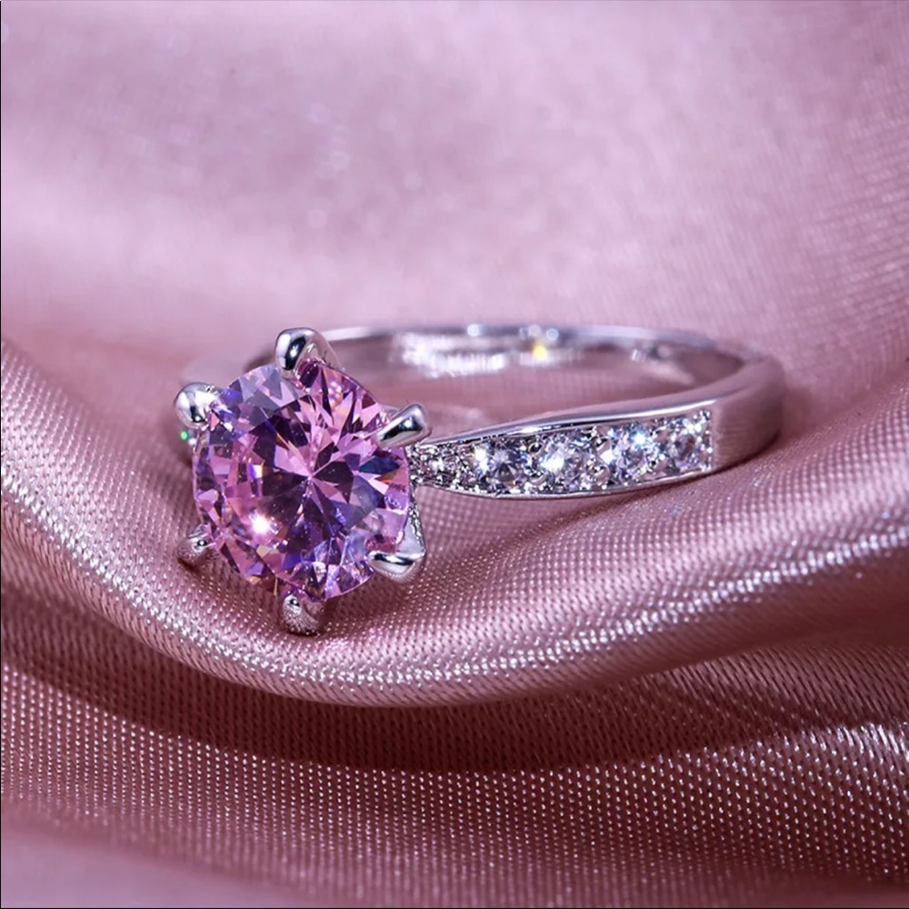 New 925 Silver Round Cut Sapphire Women’s Ring
